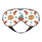 Antifaz para dormir para mujeres y hombres, máscara de ojos de cangrejo ermitaño, camarones, vieiras, suave, máscara de viaje para dormir, máscara de dormir con hebilla ajustable para mujeres y