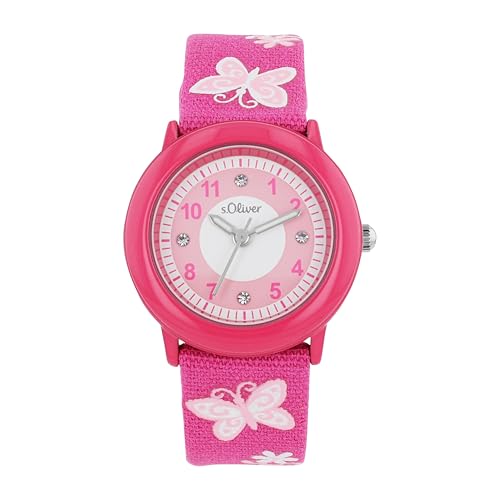 s.Oliver Armbanduhr Mädchen Kinder Quarzuhr Analog, mit Textil Armband, Pink, 3 bar Wasserdicht, Kommt in Uhren Geschenk Box, 2036748 s.Oliver Armbanduhr Mädchen Kinder Quarzuhr Analog, mit Textil Armband, Pink, 3 bar Wasserdicht, Kommt in Uhren Geschenk Box, 2036748