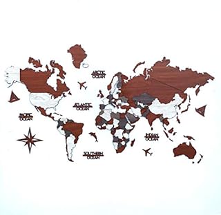 3D Wooden World Map, Wood Wall Map, Housewarming Gift, World Map, Wall Art Decor, Wooden Travel Map, Birthday Gift (L Blank - 59x35 inches)