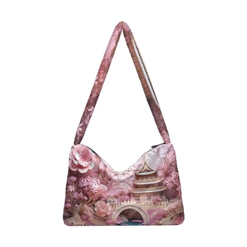 GAIGEO Bolsa de ombro feminina Paper Art Deer with Insets, Bolsa de ombro feminina, bolsas de outono, Arte em papel arquitetura asiática, One Size