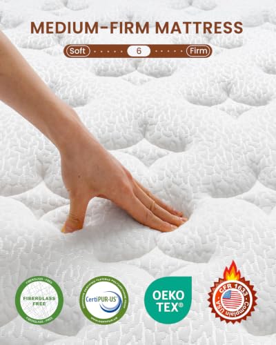 Image of BedStory California King Size Mattress, 13 Inch Medium Firm Hybrid Mattress