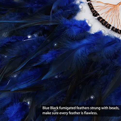 Pretty Jolly Fairy Blue Tree of Life Dream Catcher Wall Decor with Healing Crystal Stone Handmade Feather Dream Catchers Decoration Wall Hanging Bedroom Living Room Wedding Party Home Decor-25.6" - Image 6