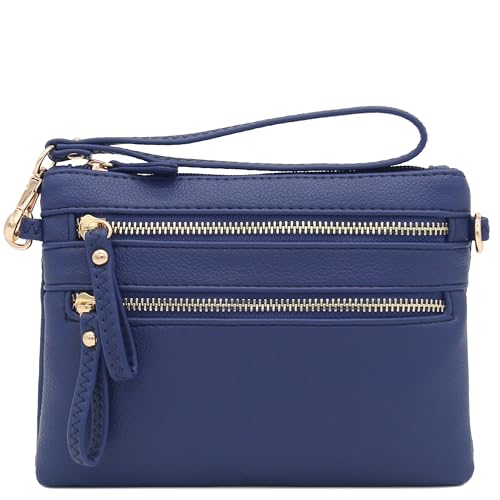 Image of FashionPuzzle Multi Zipper Pocket Small Wristlet Crossbody Bag