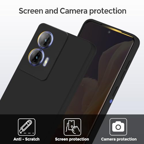 Image of SBMS Silicone Back Cover Case for Motorola Edge 50 Fusion 5G / Moto G85 5G / Moto G96 5G | Soft Micro-Fibre Lining Inside | Camera Protection Bump | Shockproof Back Cover Case for Moto G96 5G (Black)