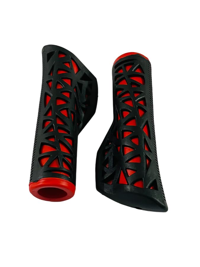 Image of Shrenik Cycle Handle Grip 24-29 Inch Bicycle Hand Grip 125mm Length Soft Rubber Non Toxic Anti-Slip MTB /City Dual Colored (Black-Red)