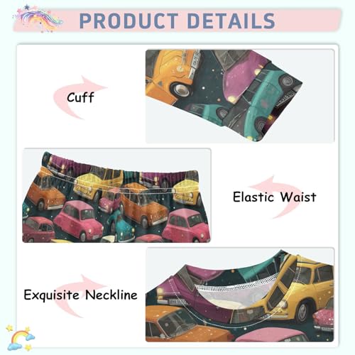 Pajama Sets Long Sleeve Colorful Cars Pattern Print Soft Comfy Sleepwear 2 Piece PJS 3-8T4