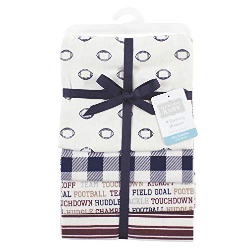 Image of Hudson Baby Unisex Baby Cotton Flannel Receiving Blankets, Football, One Size (Pack of 2)