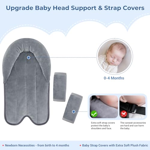 Image of COOLBEBE Upgraded Babybody Support & Strap Covers Set for Newborn Infant Toddler - Extra Soft Car Seat Insert Cushion Pad, Perfect for Carseats, Strollers, Swing