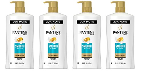 Pantene Pro-V Smooth and Sleek Conditioner, 28.9 Fluid Ounce (Pack of 4),Packaging May Vary