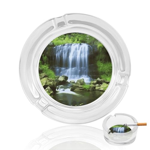 Cenicero de cristal para cigarrillos, cenicero de cascada que fluye hacia abajo, cenicero para fumadores, hogar, oficina, interior y exterior, decorativo