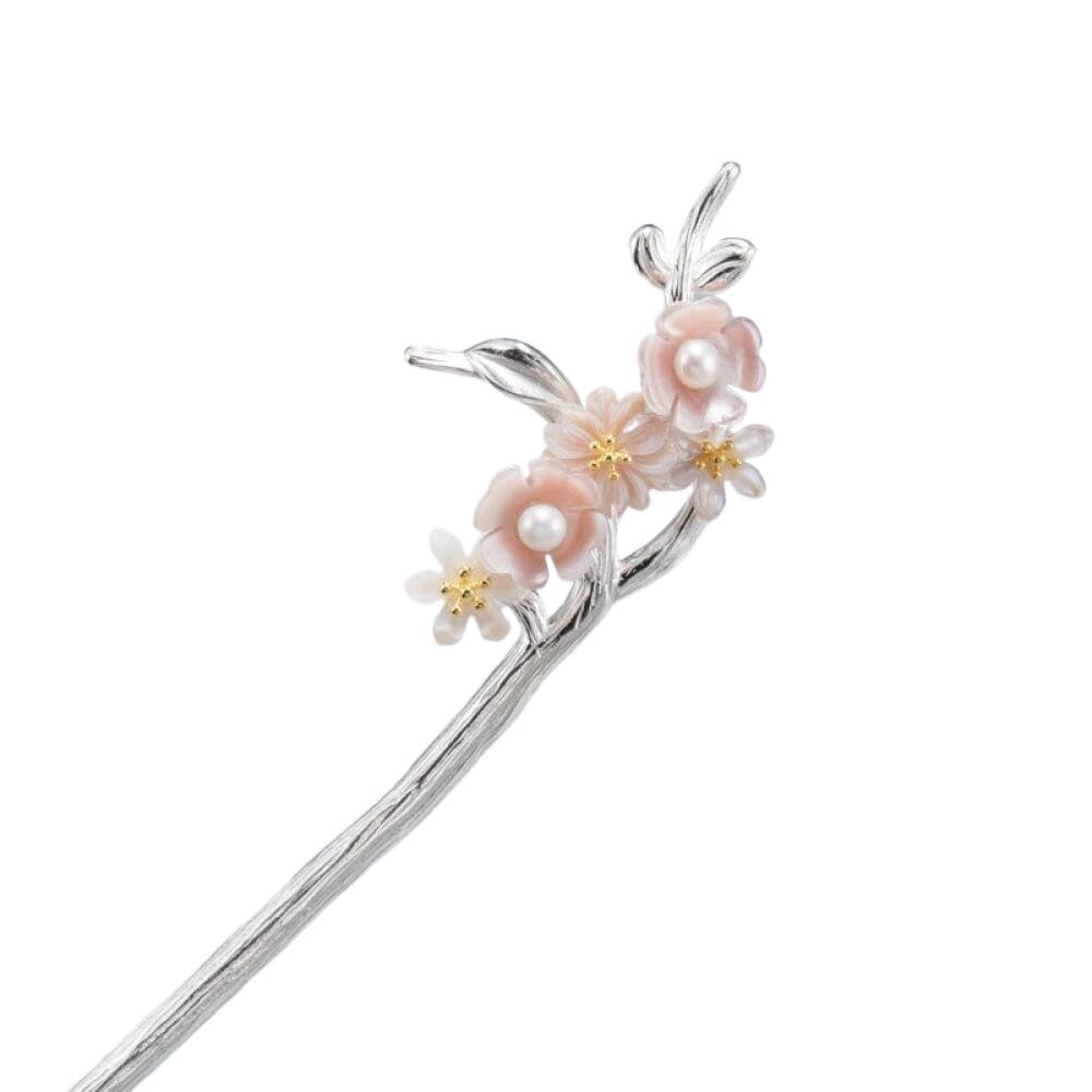 Haarschmuck, Vintage-Haarstäbchen, Haarnadel, S925-Silber, chinesische Haarstäbchen, elegante, verzierte Cloisonné-Haarstäbchen aus Bambusblättern, lang, Unisex-Haarknoten-Zubehör for Braut, Frauen, M