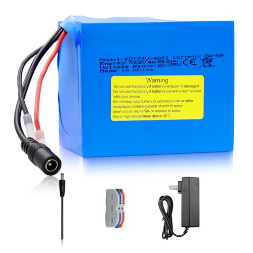 KBT 24V 4Ah Rechargeable Lithium Replacement Battery with Charger Charging Cable Cable Connector for Kids Ride On Cars