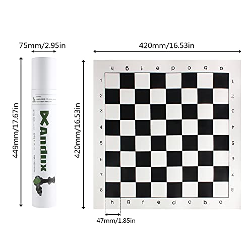 Image of Andux Chess Game Set Chess Pieces and Rollable Board QPXQ-01 (Black,42x42cm)
