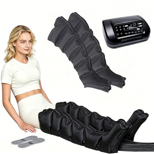 6 cámaras de aire masaje de drenaje linfático, masajeador de compresión para piernas, tamaño L, mando a distancia, complemento para el drenaje linfático manual (negro, XL 2 leggings)