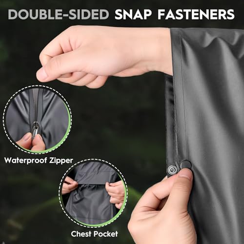 Bruvoalon 3-in-1 Rain Poncho with 1/4 Zip & Chest Pocket, Waterproof, Sunshade, Ground Mat for Adults & Youth Emergency4