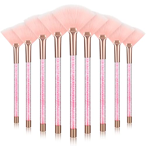 Image of 9 Pieces Facial Fan Mask Brushes, Soft Facial Applicator Brushes Tools for Peel Glycolic Makeup for Mud Cream(Pink)