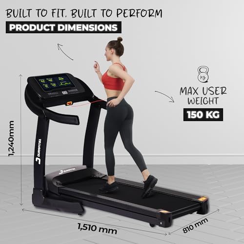 Image of Durafit91 Vigor Pro 6 HP Peak BLDC Motorized Hydraulic Foldable Treadmill | 25 Level Auto Incline |18 Km /Hr Max Speed | Max User Weight 150 Kg | Bluetooth Speaker | Wynd app | Home use