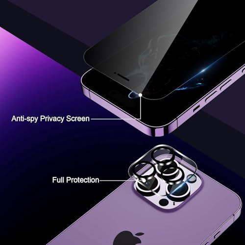 Image of AVOAR [2+2 Pack Privacy Screen Protector for iPhone 11 with Camera Lens Protector, 6.1 Inch Tempered Full Screen Glass Accessories, Anti-Spy, Bubble Free, Case Friendly
