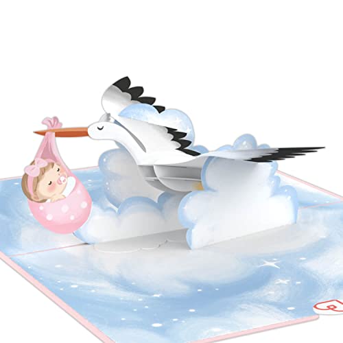 papercrush® Pop Up Karte Baby Geburt Mädchen - 3D Geburtskarte oder Geldgeschenk, Glückwunsch zum Baby, Glückwunschkarte zur Geburt der Tochter - Handgemachte Geschenkkarte, Babykarte mit Storch papercrush® Pop Up Karte Baby Geburt Mädchen - 3D Geburtskarte oder Geldgeschenk, Glückwunsch zum Baby, Glückwunschkarte zur Geburt der Tochter - Handgemachte Geschenkkarte, Babykarte mit Storch