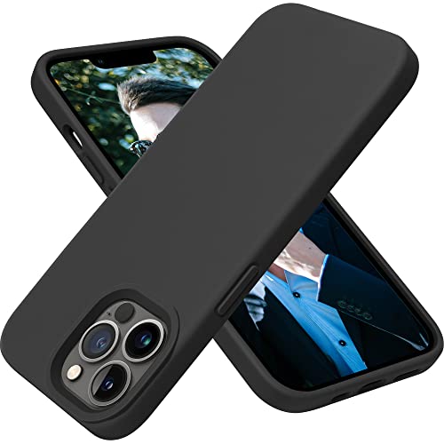 OTOFLY Compatible with iPhone 13 Pro Case Liquid Silicone Slim Protective Shockproof Phone Case Cover with Anti-Scratch Microfiber Lining 6.1 inch Black
