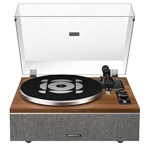 ONE-S Vinyl Record Player with Bluetooth Input/Output, All-in-One Vintage Turntable Built in Speakers, Phono Preamp & DSP, AT-3600L Cartridge, 33/45 RPM (Walnut)