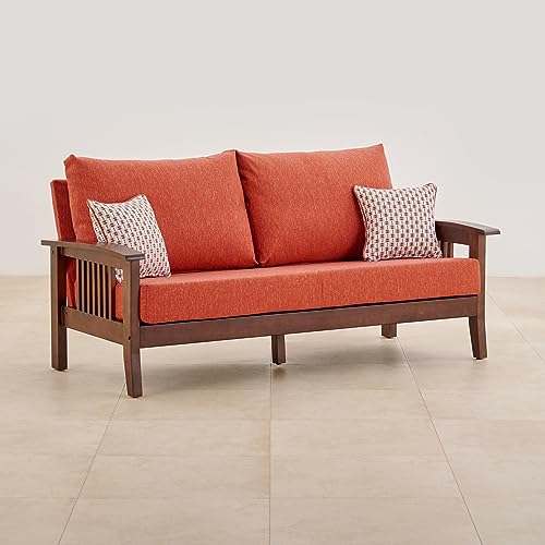 Image of Home Centre 2 Seater Abby Fabric Sofa| Fabric Sofa| (Rust Orange) |Two Year Warranty