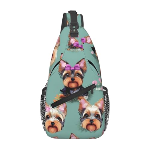 Mochila cruzada urbana Yorkie con estampado floral