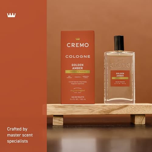 Image of Cremo Cologne For Men - Golden Amber Mens Cologne Spray, A Combination of Red Currant, Pineapple, Ambergris and Moss, Multi-Layered Signature Men's Fragrances, 3.4 Fl Oz