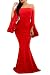 GOSOPIN Women Evening Long Party Dress Off Shoulder Fishtail Large Red