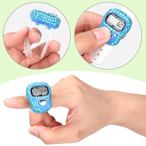 Image of Simgoing Electronic Finger Clicker Counter, Rhinestones Tally Tasbeeh Counter Gifts for Prayer Islamic Golf Counting Goods Lap Knitting Bling Accessories