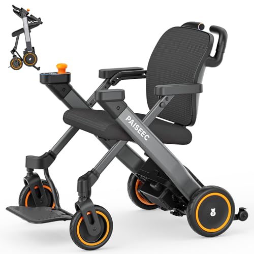 Paiseec 3-in-1 Foldable Electric Wheelchair with Push Assist & Walker Combo, Lightweight Power Wheelchair for Seniors and Adults, Indoor & Outdoor Use, Airline Approved, Wheel Chair for Travel