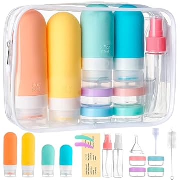 Kit Potes Frascos Silicone Viagem Creme Shampoo Condicionador Cosméticos 17 Peças