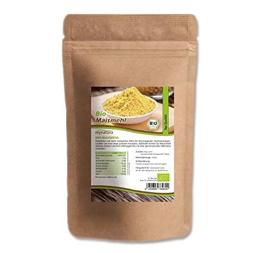 Mynatura Biologisch maïsmeel, meel, gemalen maïs, voor bakken en koken, glutenvrij, voor brood, wraps, tortilla's en meer, in zak (1 x 1000 g)