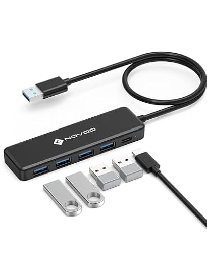 NOVOO USB C Hub 4 Puertos USB 3.0, Transferencia de Datos 5Gbit/s, Adaptador USB de Puerto Simple y Práctico, Cable Extendido de 60cm, Hub USB Splitter para MacBook, Portátil, Disco Duro Móvil | Ya disponible en tu tienda friki favorita! En mundofriki.es! NOVOO USB C Hub 4 Puertos USB 3.0, Transferencia de Datos 5Gbit/s, Adaptador USB de Puerto Simple y Práctico, Cable Extendido de 60cm, Hub USB Splitter para MacBook, Portátil, Disco Duro Móvil | Ya disponible en tu tienda friki favorita! En mundofriki.es!