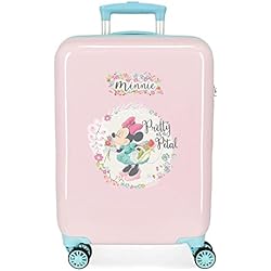 Disney Minnie Florals Maleta de cabina Rosa 38x55x20 cms Rígida ABS Cierre de combinación lateral 34L 2 kgs 4 Ruedas dobles Equipaje de Mano