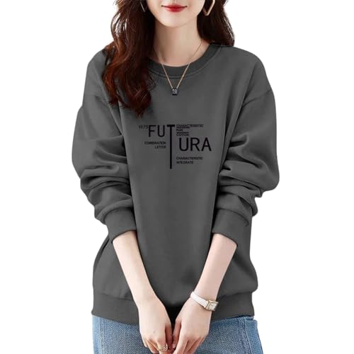 [Augseed] トレーナー レディース 厚手 長袖 トップス 秋 冬 スウェット プルオーバー 大きいサイズ ゆったり おしゃれ 可愛い パーカー 英字 ロゴ プリント 韓国 ファッション 無地 丸首 ロンt カジュアル お洒落 秋冬 部屋着のサムネイル