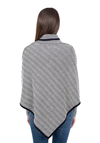 Image of SAOL Ladies Herringbone Poncho Sweater Soft Wool Blend