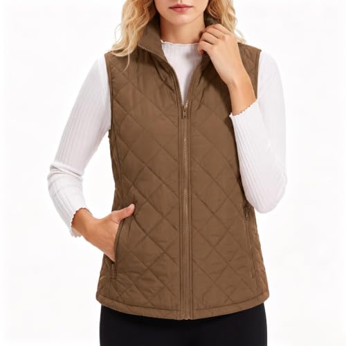 Gouuuia Women's Quilted Vest Full Zip Stand Collar Sleeveless Puffer Vests - image 2
