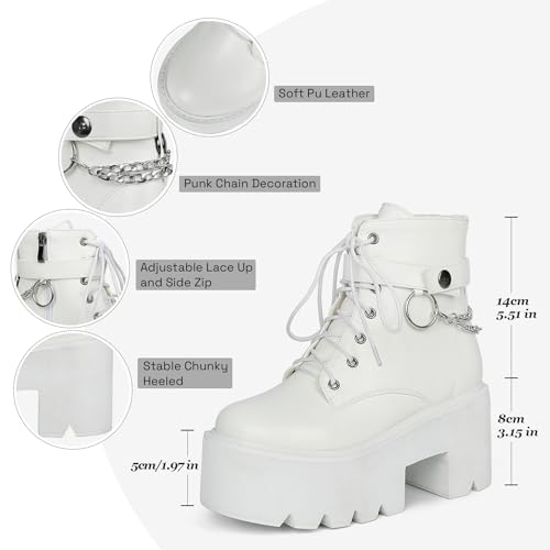 Image of Parisuit Womens Goth Patent Ankle Boots Platform Chunky Combat Boots