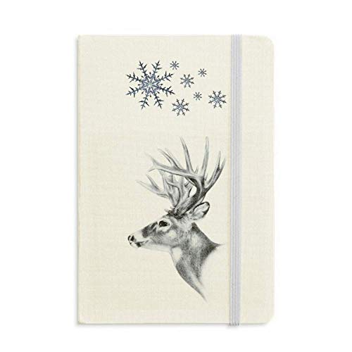 Sketch Deer - Cuaderno de notas grueso con diseño de copos de nieve, color negro y blanco