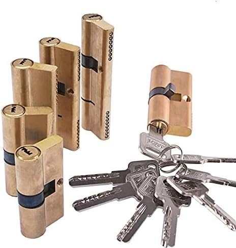 zamek bębenkowy, Zamek Biased Lock 60 mm, miedziany, podwójny, otwierany, cylinder z kluczami, zamek bębenkowy do drzwi(Copper)