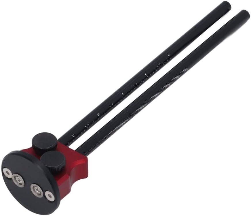 Double Head Wheel Marking Gauge with Inch & MM Scale - Aluminum Alloy Woodworking Tool for Precise Parallel Line Drawing and Scribing, Red-Black