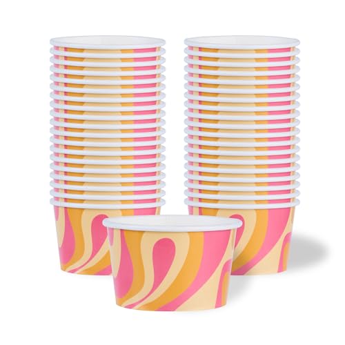 Image of Coppetta 8 Ounce Dessert Cups, 200 Greaseproof Ice Cream Cups - Lids Sold Separately, For Hot And Cold Foods, Tropical Twist Paper Yogurt Bowls, Disposable, Sturdy - Restaurantware