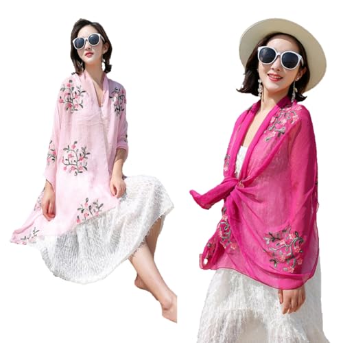 Tapp Collections Embroidery Chiffon Scarf Wrap Shawl Lightweight Scarf for Women Fashion Summer Fall Scarf2