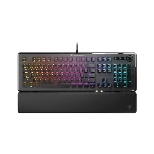 Turtle Beach Vulcan II – Full-Size PC Gaming Keyboard, Titan II Mechanical Switches, Customizable RGB Illuminated Keys, Detachable Palm Rest, Media Controls, Aluminum Top Plate, Numpad – Black