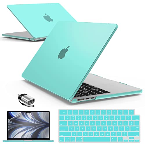IBENZER Compatible with MacBook air 13 inch Case 2026 2025 2024 2023 2022 M4 A3240 M3 A3113 M2 A2681, HardShellCase w/KeyboardCover ScreenFilm Type-C for Mac air 13.6', Turquoise, KK-TBL+2TC