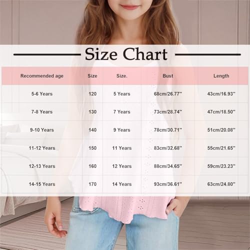 Girls Sleeveless Camisole Tank Tops Tween Kids Fashion Eyelet Spaghetti Strap T-Shirts Summer Vacation Blouse Tops3