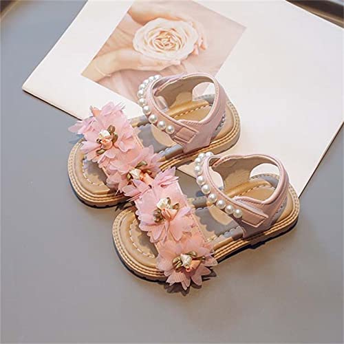 Toddler Girl Shoes Breathable Shoes Girl Flower Decorative Sandals Soft Soled Sandals Princess (Pink, 12.5 Little Child)3