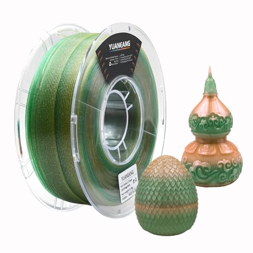 YUANEANG Crystal Rainbow PLA 3D Printer Filament, 1 kg Spool (2.2 lbs) 1.75 mm 3D Printing Material, Gradient Filament f