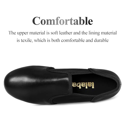 Leather Tap Shoes Slip On Dance Shoes Black Jazz Shoes for Adult Men3